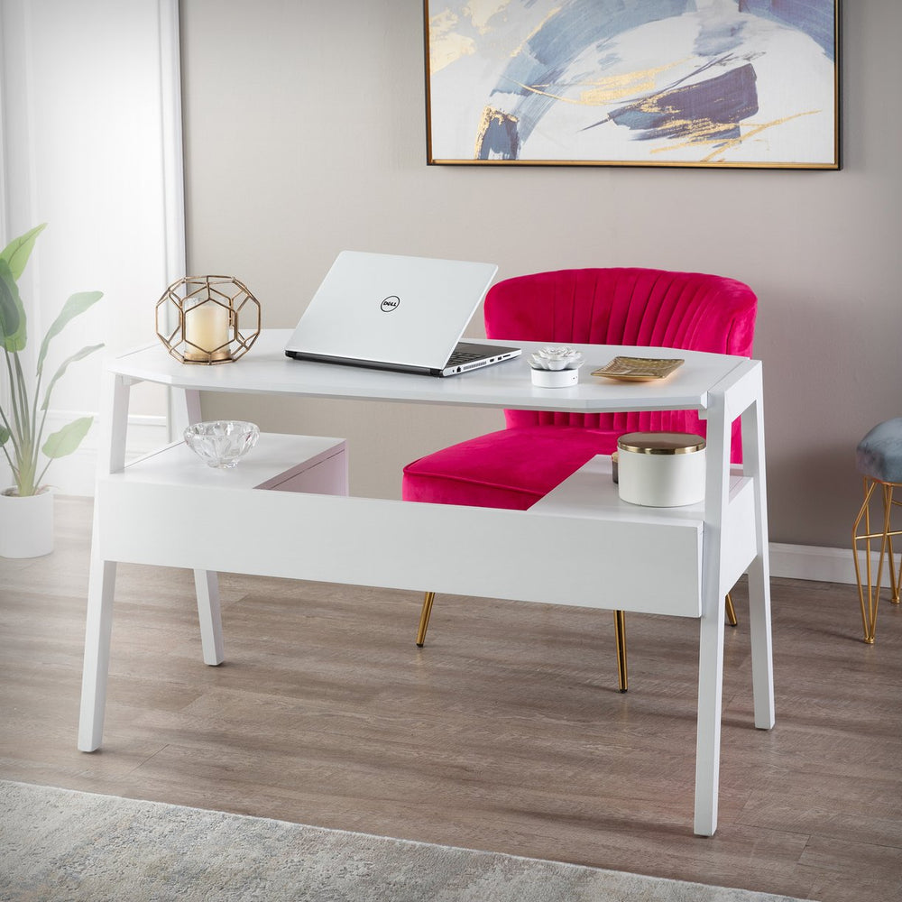 Safavieh Clyden Midcentury A-Frame Writing Desk With Two Drawers Oak Veneer Home Office HO1153237