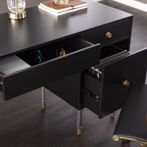 Safavieh Holly Martin Helston Writing Desk With Gold Hardware And Spacious Mdf Top For Home Office HO1221737