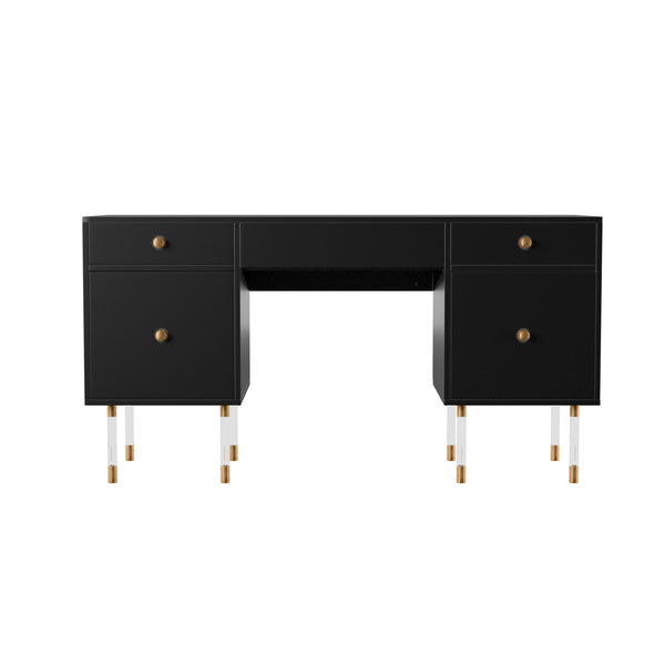 Safavieh Holly Martin Helston Writing Desk With Gold Hardware And Spacious Mdf Top For Home Office HO1221737