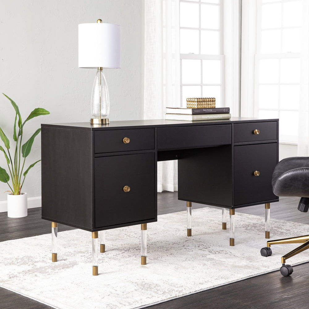 Safavieh Holly Martin Helston Writing Desk With Gold Hardware And Spacious Mdf Top For Home Office HO1221737