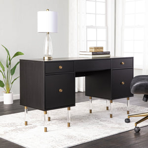Safavieh Holly Martin Helston Writing Desk With Gold Hardware And Spacious Mdf Top For Home Office HO1221737
