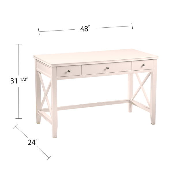Safavieh Larksmill Farmhouse Writing Desk With Three Drawers Pine Legs And X Frame Base HO2541
