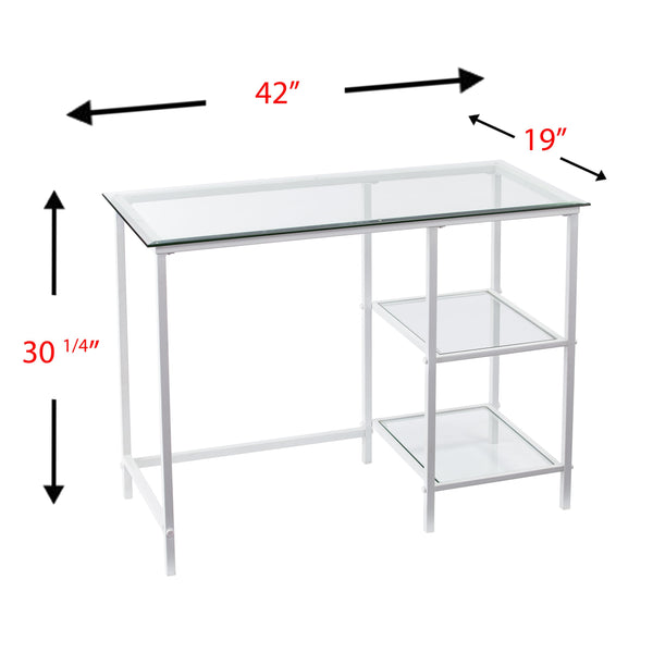 Safavieh Layton Tempered Glass And Iron Student Desk For Modern Minimalist Home Office Use HO6534