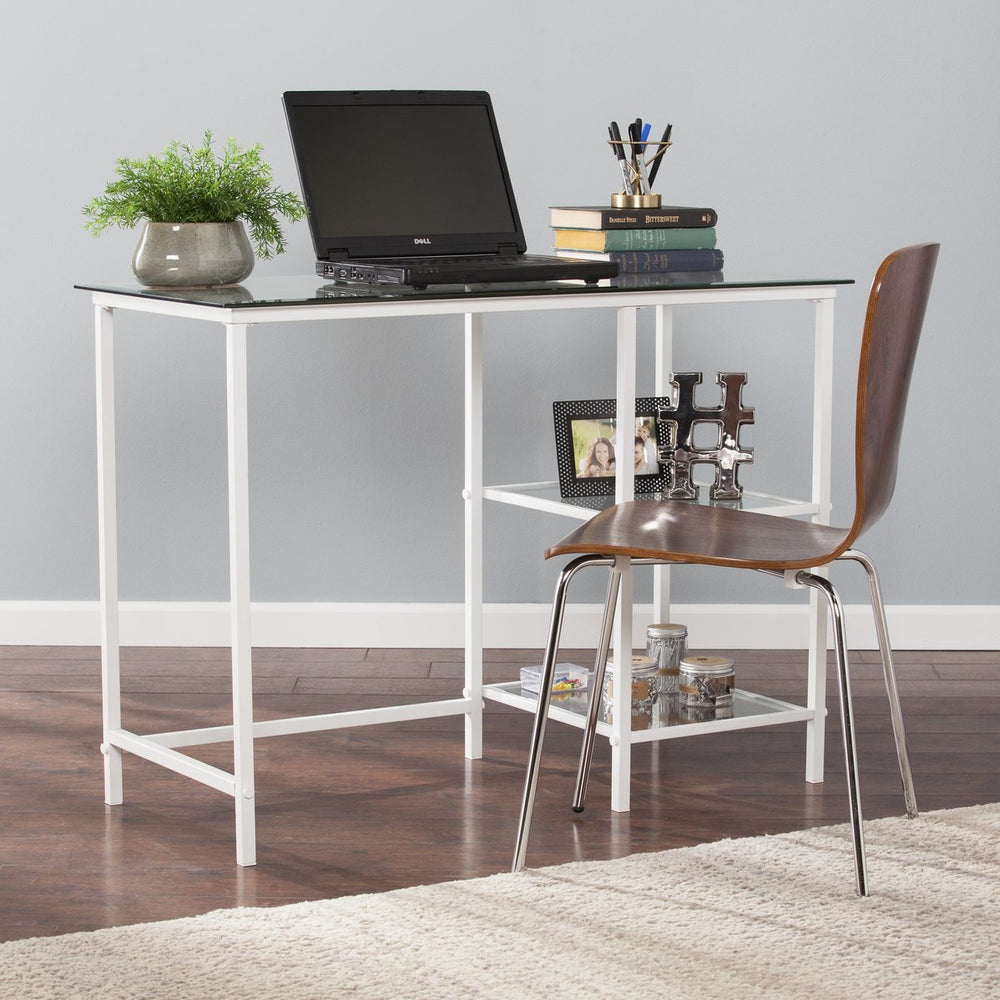 Safavieh Layton Tempered Glass And Iron Student Desk For Modern Minimalist Home Office Use HO6534