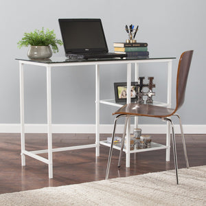 Safavieh Layton Tempered Glass And Iron Student Desk For Modern Minimalist Home Office Use HO6534