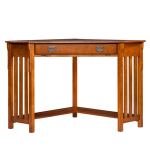 Safavieh Hughton L-Shaped Corner Desk With Oak Veneer Rubberwood Legs And Retractable Keyboard Tray HO6641