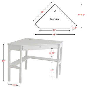 Safavieh Wardboro L-Shaped Corner Computer Desk For Home Office With Retractable Keyboard Tray WHITE HO6642