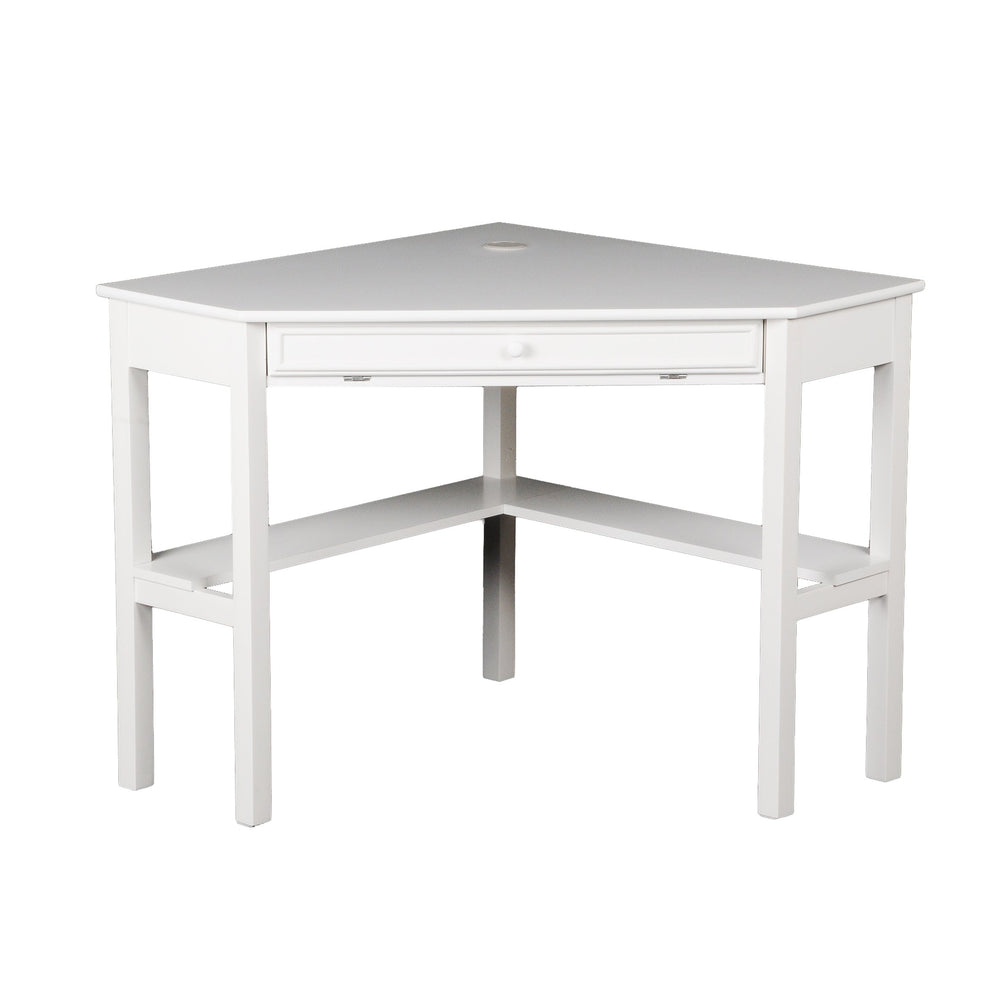 Safavieh Wardboro L-Shaped Corner Computer Desk For Home Office With Retractable Keyboard Tray WHITE HO6642