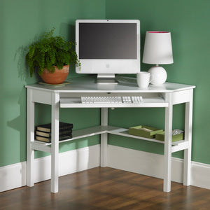 Safavieh Wardboro L-Shaped Corner Computer Desk For Home Office With Retractable Keyboard Tray WHITE HO6642