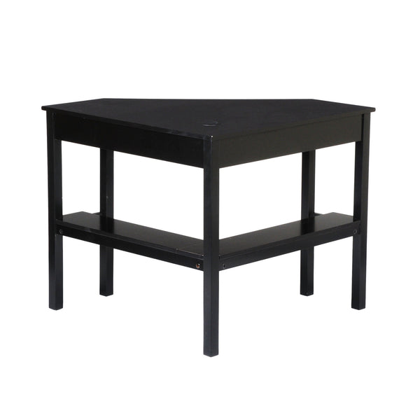 Safavieh Wardboro L-Shaped Corner Computer Desk For Home Office With Retractable Keyboard Tray BLACK HO6643