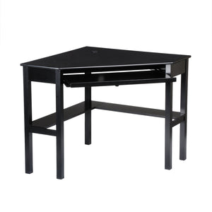 Safavieh Wardboro L-Shaped Corner Computer Desk For Home Office With Retractable Keyboard Tray BLACK HO6643