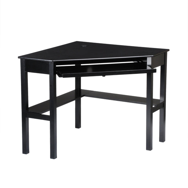 Safavieh Wardboro L-Shaped Corner Computer Desk For Home Office With Retractable Keyboard Tray BLACK HO6643