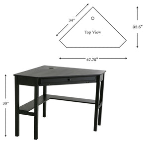 Safavieh Wardboro L-Shaped Corner Computer Desk For Home Office With Retractable Keyboard Tray BLACK HO6643