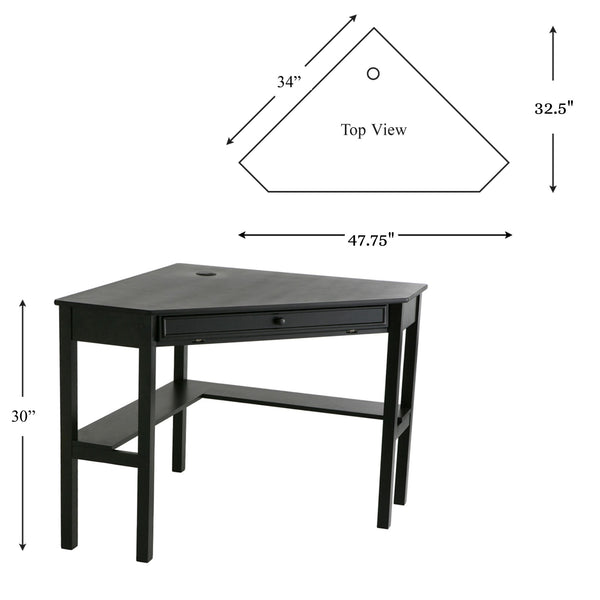Safavieh Wardboro L-Shaped Corner Computer Desk For Home Office With Retractable Keyboard Tray BLACK HO6643