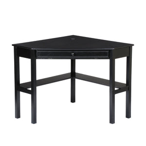 Safavieh Wardboro L-Shaped Corner Computer Desk For Home Office With Retractable Keyboard Tray BLACK HO6643