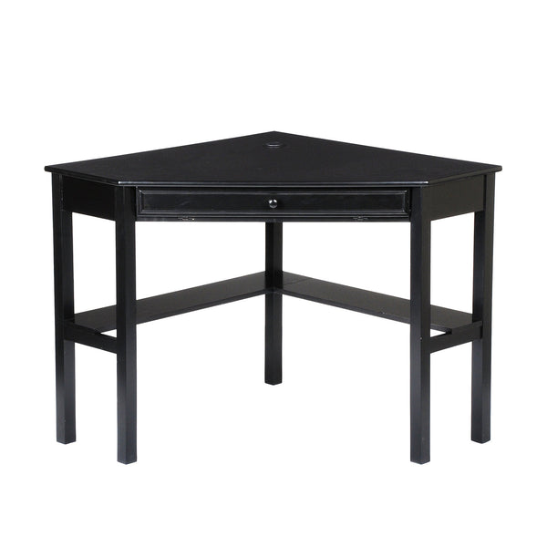 Safavieh Wardboro L-Shaped Corner Computer Desk For Home Office With Retractable Keyboard Tray BLACK HO6643