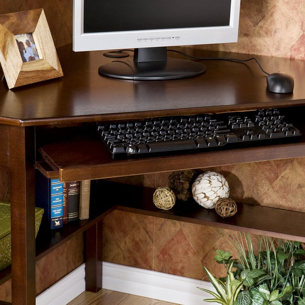 Safavieh Wardboro L-Shaped Corner Desk With Slide-Out Tray And Mdf Birch Veneer Top BROWN HO6644