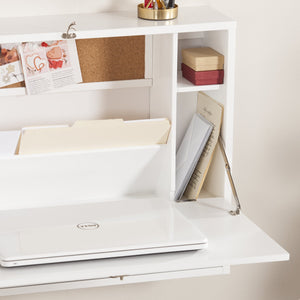 Safavieh Benwick Fold Down Wall Mounted Laptop Desk Birch Veneer Surface For Compact Spaces WHITE HO8291