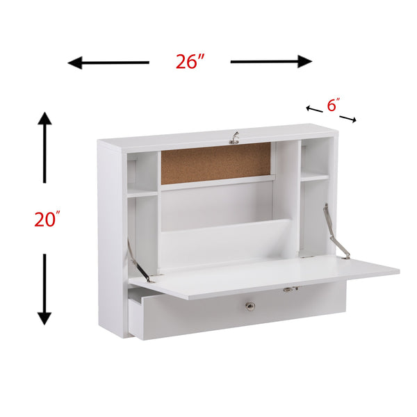 Safavieh Benwick Fold Down Wall Mounted Laptop Desk Birch Veneer Surface For Compact Spaces WHITE HO8291