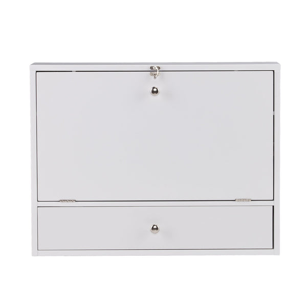 Safavieh Benwick Fold Down Wall Mounted Laptop Desk Birch Veneer Surface For Compact Spaces WHITE HO8291