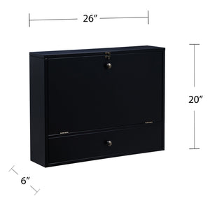 Safavieh Benwick Fold Down Wall Mounted Laptop Desk Birch Veneer Surface For Compact Spaces BLACK HO8292