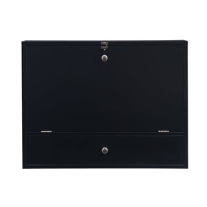 Safavieh Benwick Fold Down Wall Mounted Laptop Desk Birch Veneer Surface For Compact Spaces BLACK HO8292