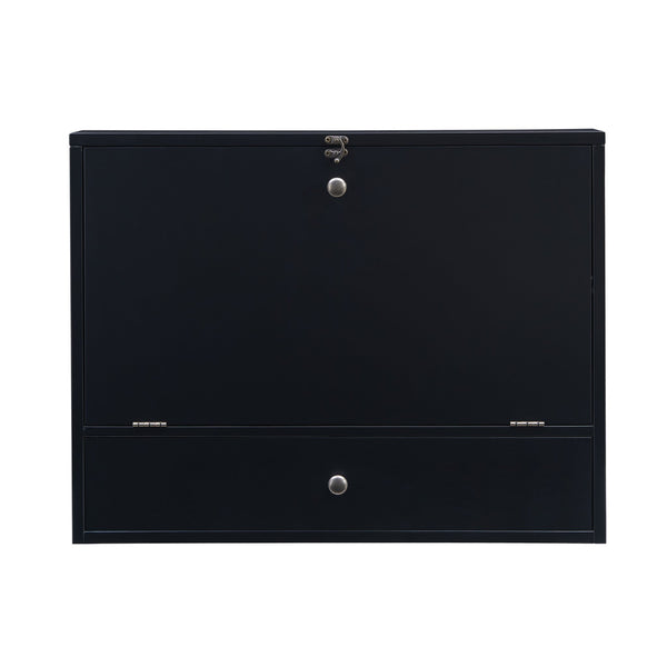 Safavieh Benwick Fold Down Wall Mounted Laptop Desk Birch Veneer Surface For Compact Spaces BLACK HO8292