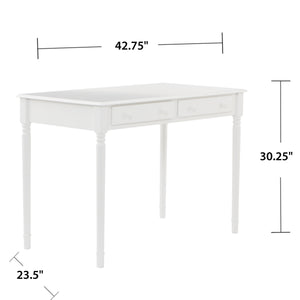 Safavieh Writing Desk With 2 Drawers Carved Spindle Legs Cottage Chic Home Office WHITE HO8800
