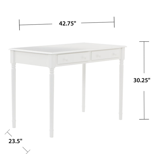 Safavieh Writing Desk With 2 Drawers Carved Spindle Legs Cottage Chic Home Office WHITE HO8800
