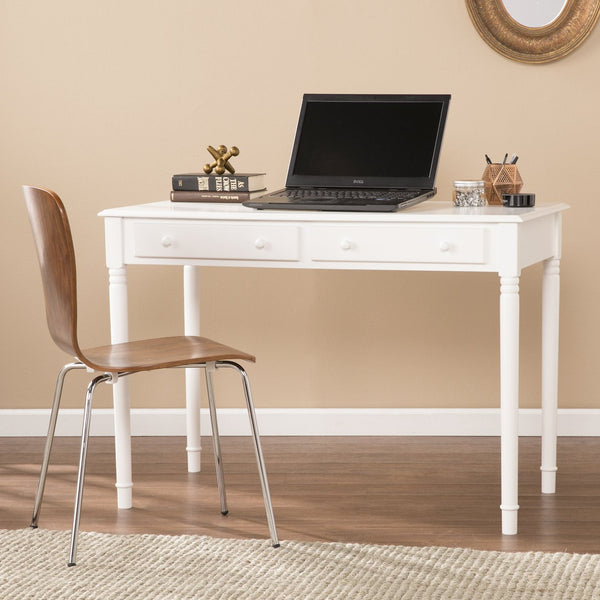 Safavieh Writing Desk With 2 Drawers Carved Spindle Legs Cottage Chic Home Office WHITE HO8800