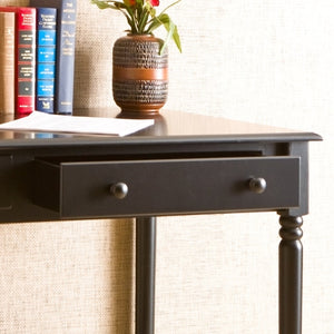 Safavieh Writing Desk With 2 Drawers Carved Spindle Legs Cottage Chic Home Office BLACK HO8801