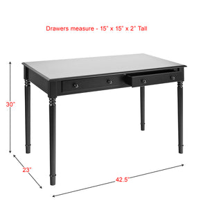 Safavieh Writing Desk With 2 Drawers Carved Spindle Legs Cottage Chic Home Office BLACK HO8801