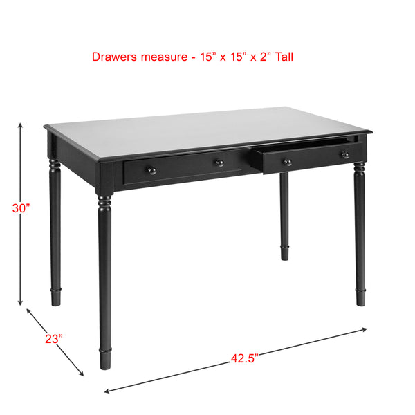 Safavieh Writing Desk With 2 Drawers Carved Spindle Legs Cottage Chic Home Office BLACK HO8801
