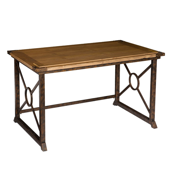Safavieh Knightley Adjustable Drafting Table With Iron Frame And Weathered Oak Tilt Top Surface HO9678