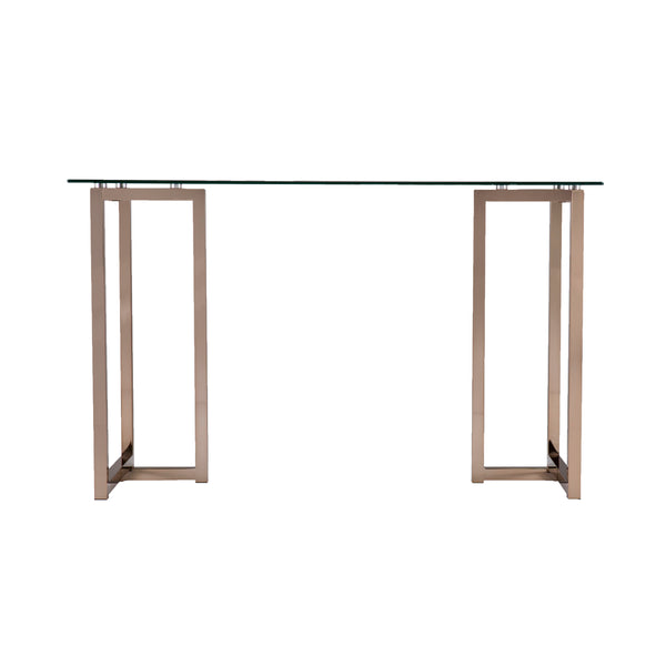 Safavieh Holly And Martin Haxor Midcentury Modern Writing Desk With Tempered Glass Top Iron Frame HO9783