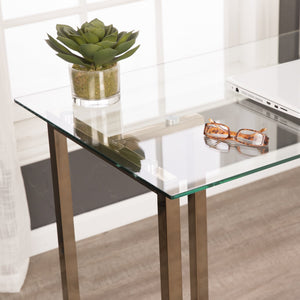 Safavieh Holly And Martin Haxor Midcentury Modern Writing Desk With Tempered Glass Top Iron Frame HO9783
