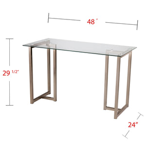 Safavieh Holly And Martin Haxor Midcentury Modern Writing Desk With Tempered Glass Top Iron Frame HO9783