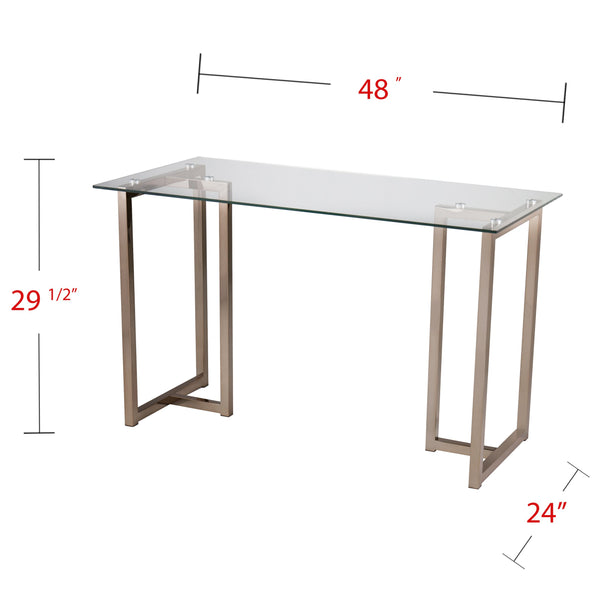 Safavieh Holly And Martin Haxor Midcentury Modern Writing Desk With Tempered Glass Top Iron Frame HO9783