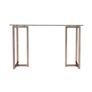 Safavieh Holly And Martin Haxor Midcentury Modern Writing Desk With Tempered Glass Top Iron Frame HO9783