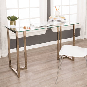 Safavieh Holly And Martin Haxor Midcentury Modern Writing Desk With Tempered Glass Top Iron Frame HO9783