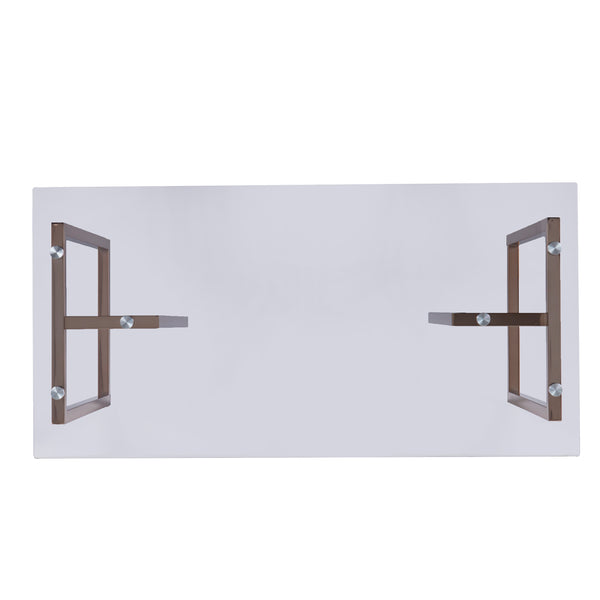 Safavieh Holly And Martin Haxor Midcentury Modern Writing Desk With Tempered Glass Top Iron Frame HO9783