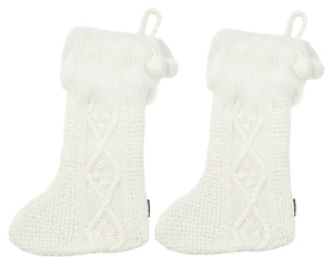 Safavieh COOKIE Stocking in Crisp White - Elegant Holiday Decor, Soft Cotton Exterior & Spacious for Gifts! HOL1003A-SET2