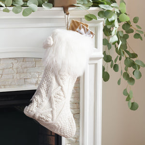 Safavieh COOKIE Stocking in Crisp White - Elegant Holiday Decor, Soft Cotton Exterior & Spacious for Gifts! HOL1003A-SET2