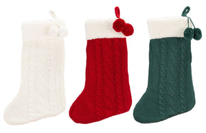 Safavieh CINNAMON Holiday Stocking Set in Evergreen, Red, and White - Soft Cotton, Perfect for Gifts & Decor! HOL1004A-SET3