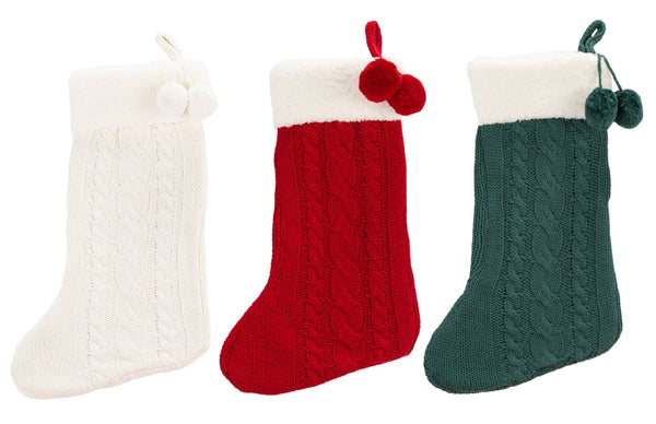 Safavieh CINNAMON Holiday Stocking Set in Evergreen, Red, and White - Soft Cotton, Perfect for Gifts & Decor! HOL1004A-SET3