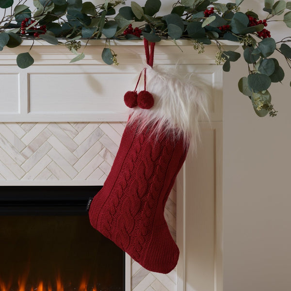 Safavieh CINNAMON Holiday Stocking Set in Evergreen, Red, and White - Soft Cotton, Perfect for Gifts & Decor! HOL1004A-SET3