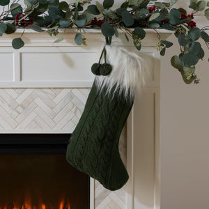Safavieh CINNAMON Holiday Stocking Set in Evergreen, Red, and White - Soft Cotton, Perfect for Gifts & Decor! HOL1004A-SET3