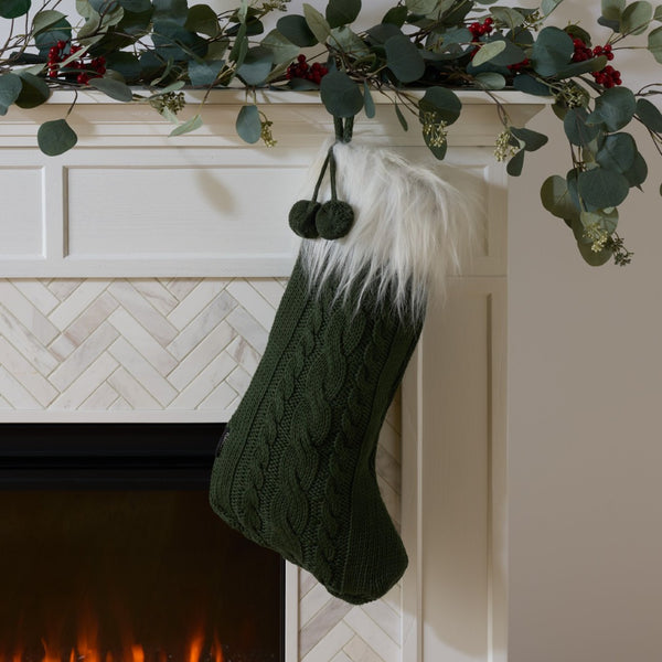 Safavieh CINNAMON Holiday Stocking Set in Evergreen, Red, and White - Soft Cotton, Perfect for Gifts & Decor! HOL1004A-SET3