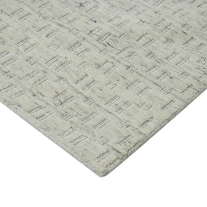 Amer Rugs Houston Modern Geometric Hand-woven Area Rug – Cozy 100% New Zealand Wool For Stylish Home Décor Natural White Wool Hou10203