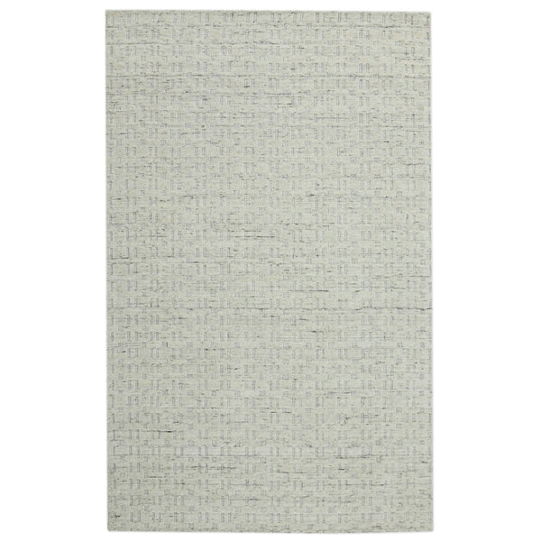 AMER Rugs Houston Aliya HOU-1 Hand-Loomed Handmade New Zealand Natural Wool Transitional Geometric Rug Natural White 8'9" x 11'9"